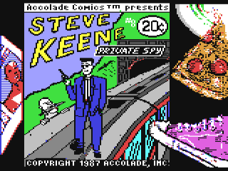 Accolade's Comics Featuring Steve Keene Thrillseeker title screen for Commodore 64
